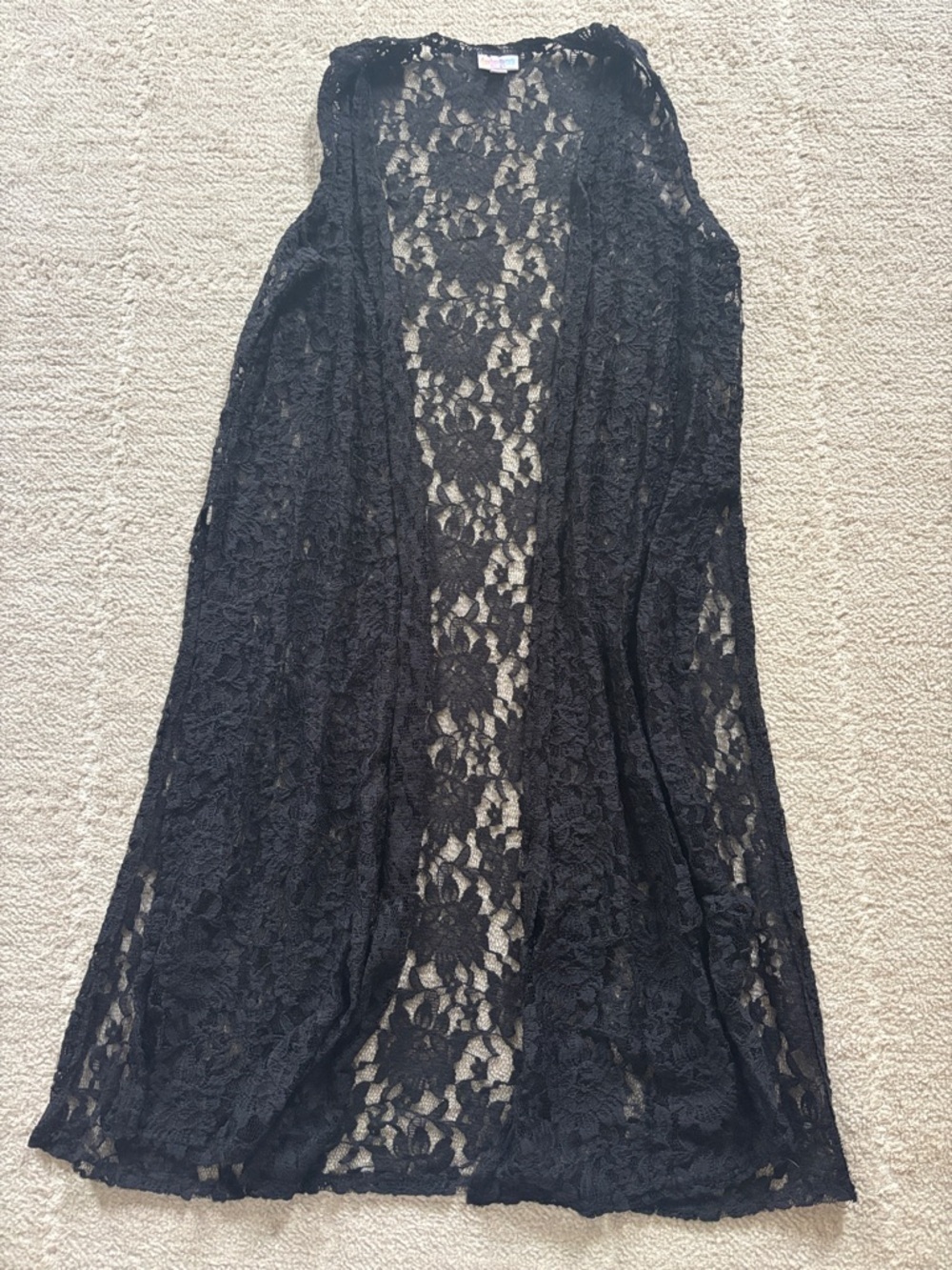 LuLaRoe Black Lace Duster Vest